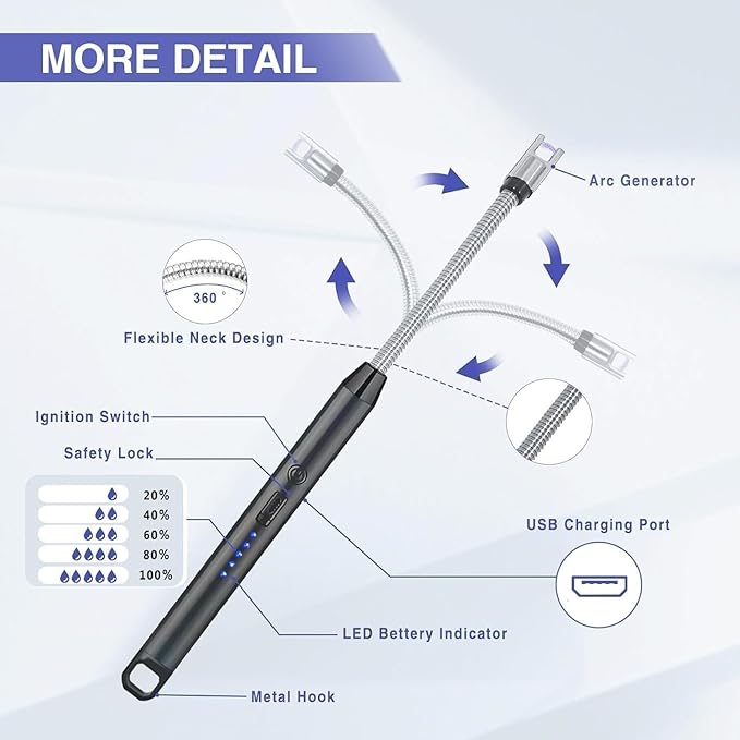 Rechargeable Electric Lighter (Windproof + Safe)