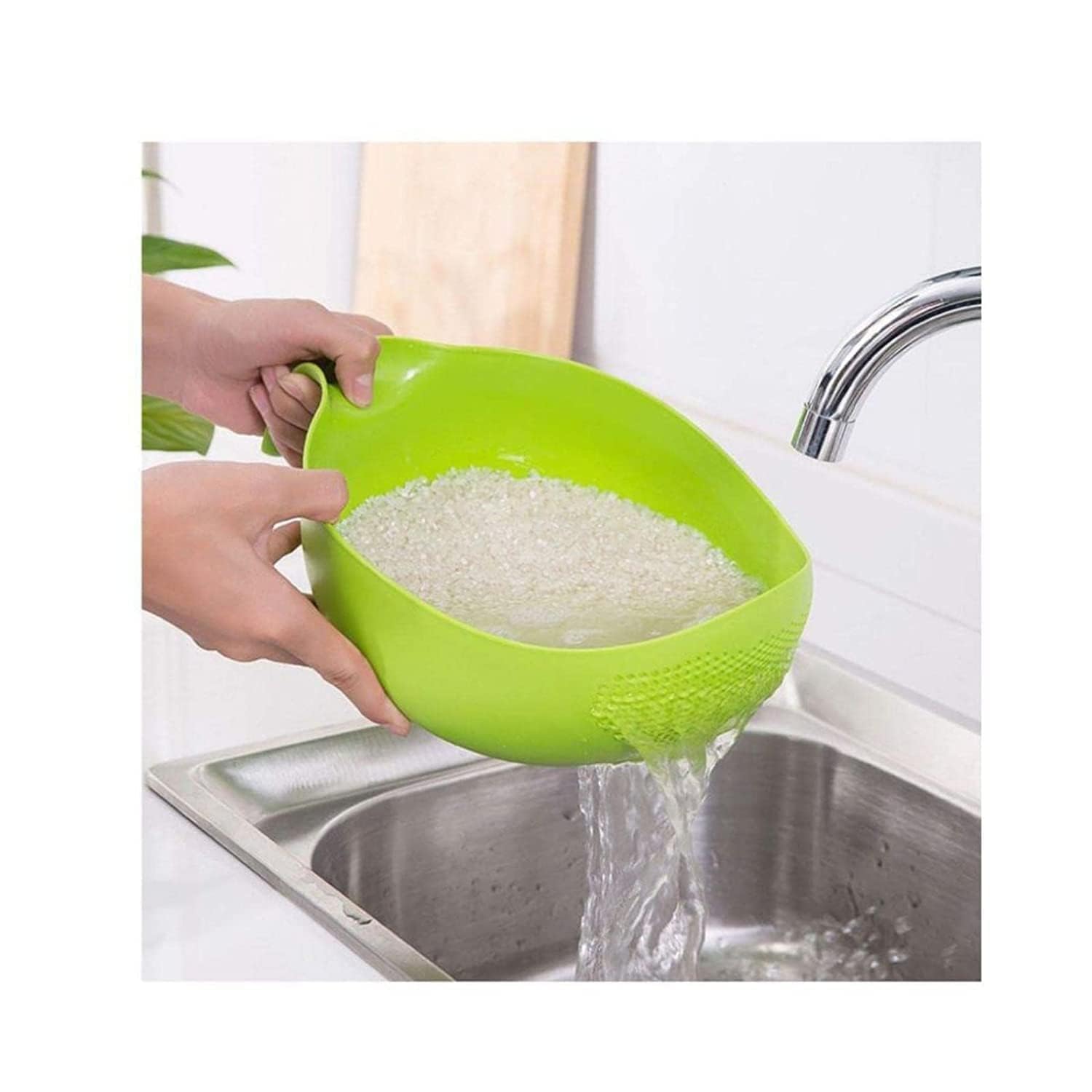 Trendy Plastic Rice Wash Bowl with Handle – Pack of 1