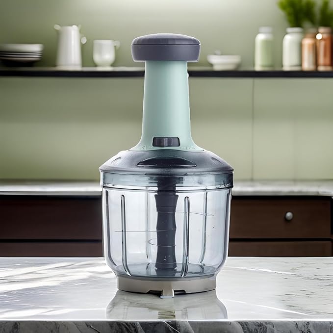 Push Chopper 1100 ML | 4 Blade Vegetable Cutter for Kitchen | Chops Onion, Tomato, Ginger, Garlic Easily