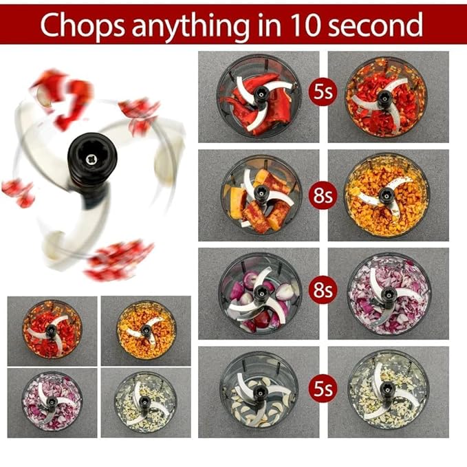 Push Chopper 1100 ML | 4 Blade Vegetable Cutter for Kitchen | Chops Onion, Tomato, Ginger, Garlic Easily