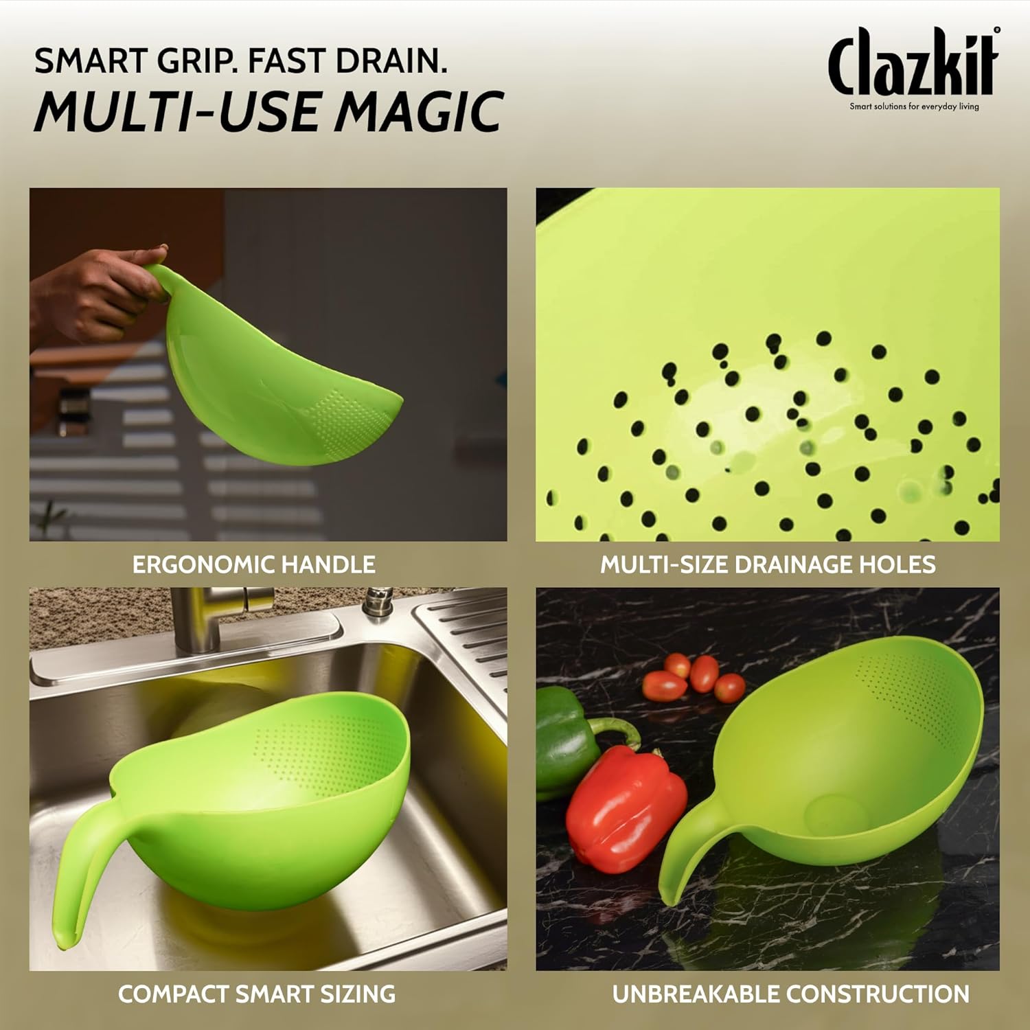 Trendy Plastic Rice Wash Bowl with Handle – Pack of 1