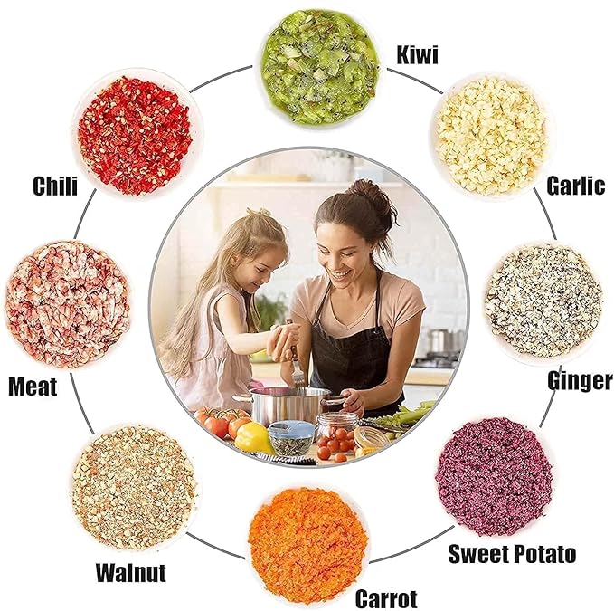 Push Chopper 1100 ML | 4 Blade Vegetable Cutter for Kitchen | Chops Onion, Tomato, Ginger, Garlic Easily