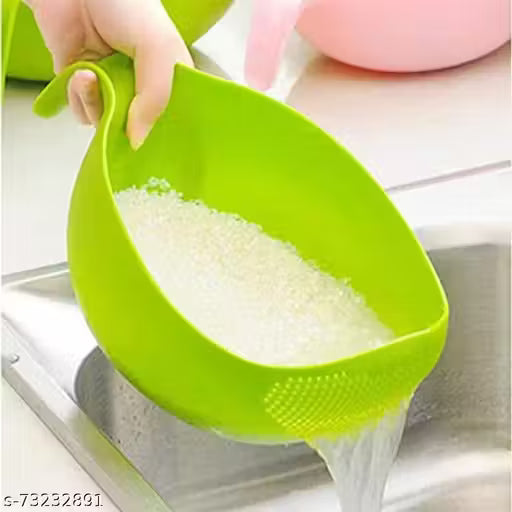 🎁 Trendy Plastic Rice Wash Bowl with Handle – Pack of 1 (100% off)